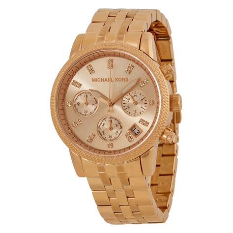 small face rose gold michael kors watch|Michael Kors ritz chronograph.